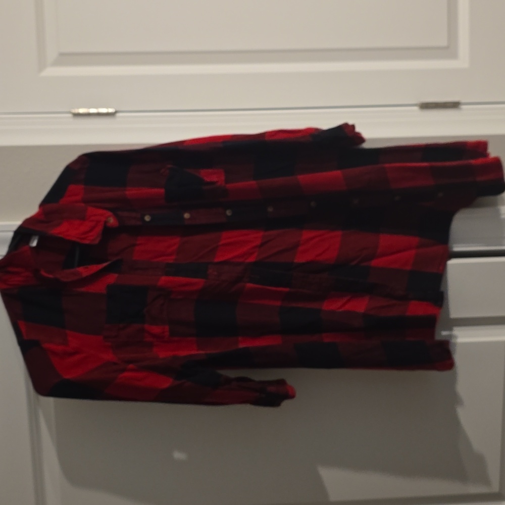 Red and Black Plaid Long Shirt